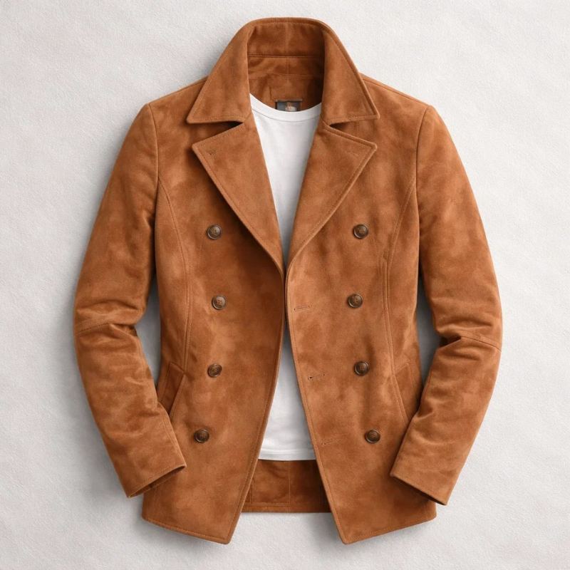 Manteau Suède Double Boutonnage Homme Henry Marron – Valenne
