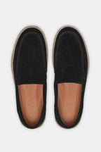Espadrille Loafer noir – vue de face slip-on daim premium