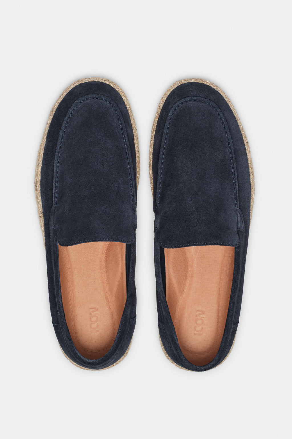 Mocassins bleu marine jute – vue de face premium