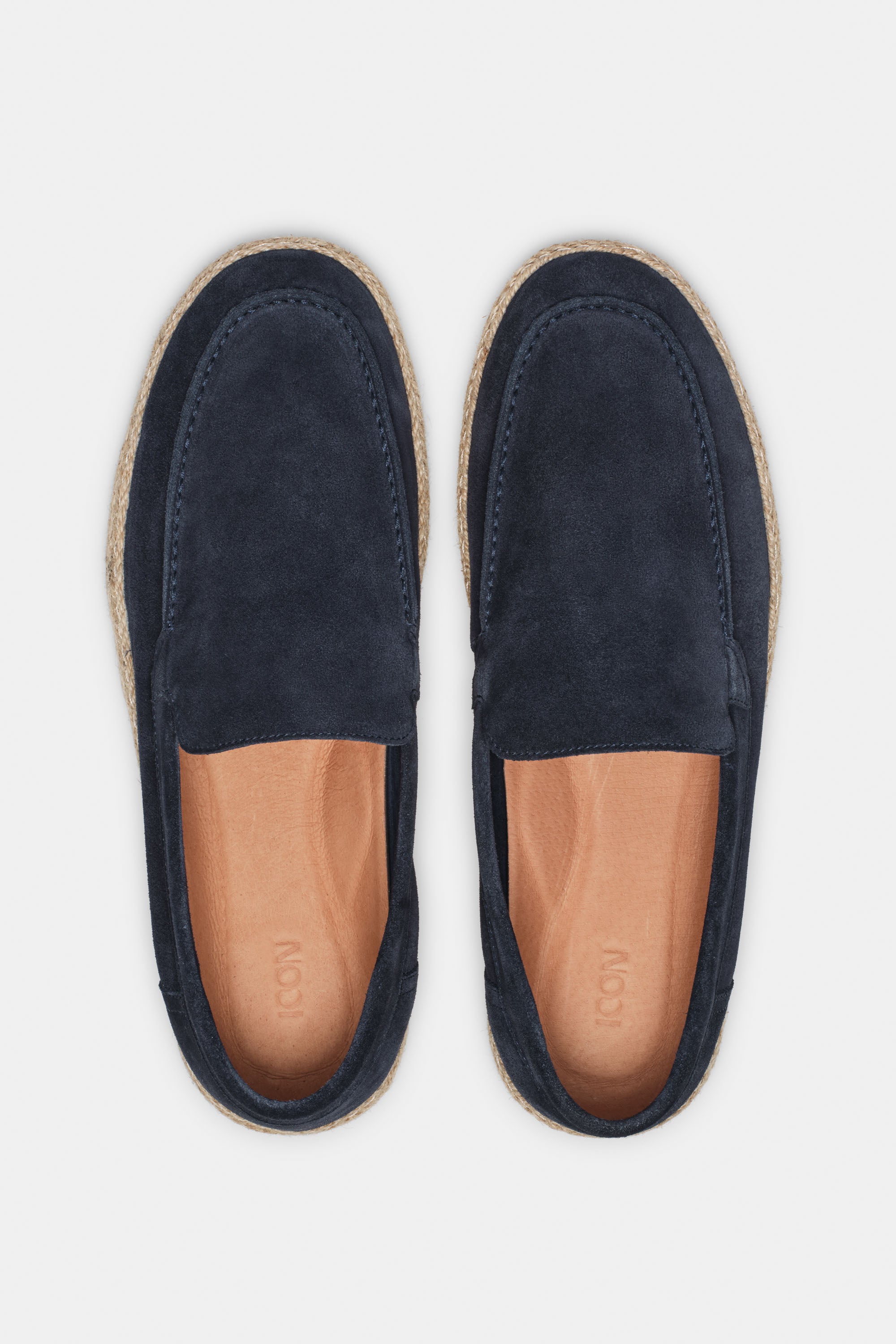 Mocassins bleu marine jute – vue de face premium