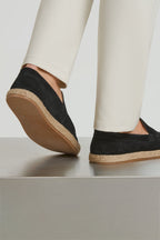 Espadrille Loafer noir – vue de dos doublure cuir
