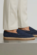 Loafer espadrille marine – vue de dos semelle caoutchouc