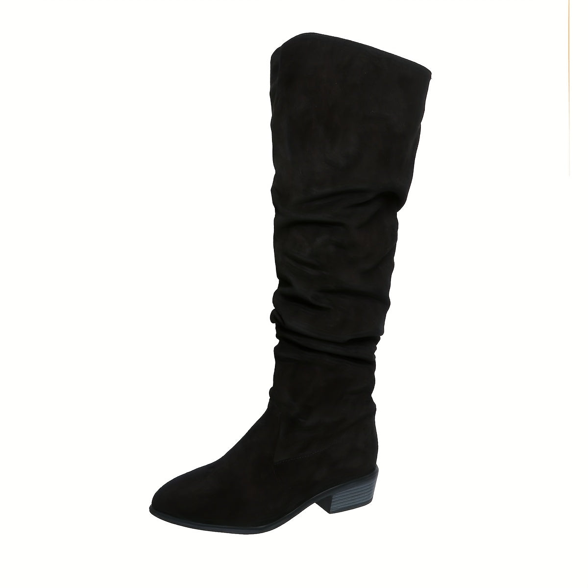 Bottes Slouchy Suédine Femme Noir Vue Dos – Valenne