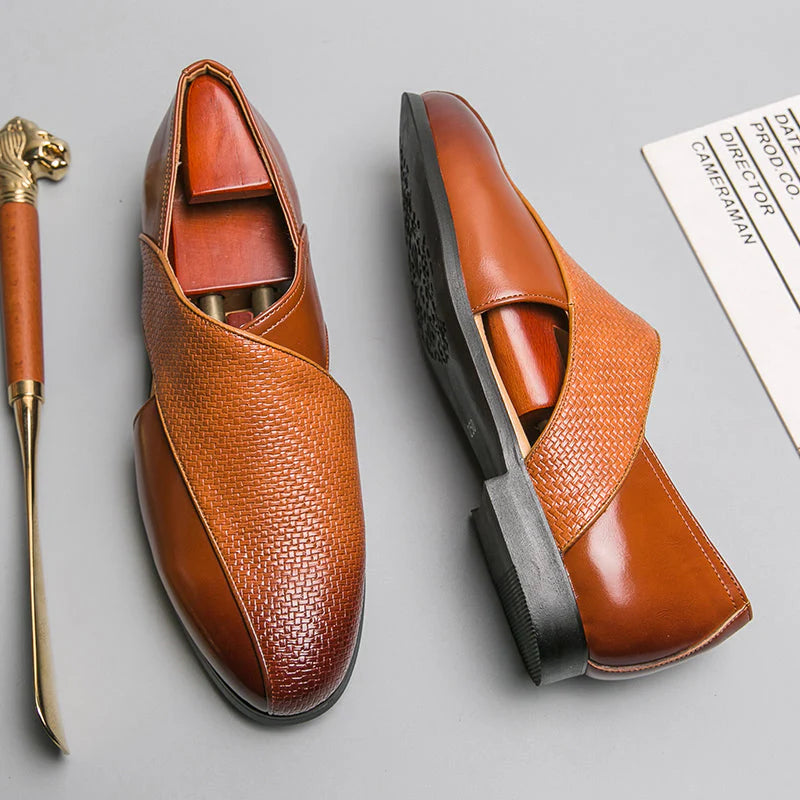 Chaussures homme mocassins tressés – détail
