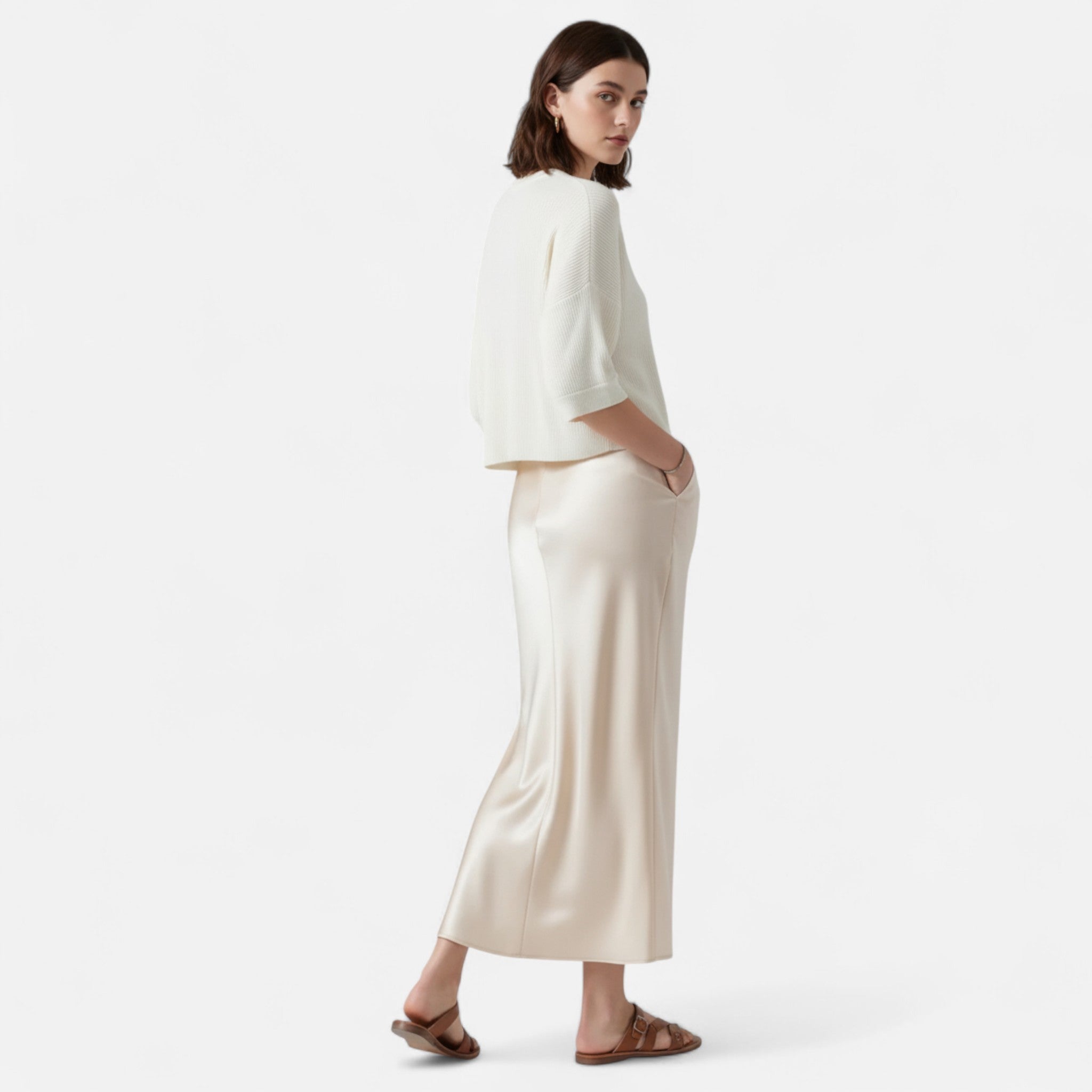 Jupe Soie Femme Détail Tombant – Valenne