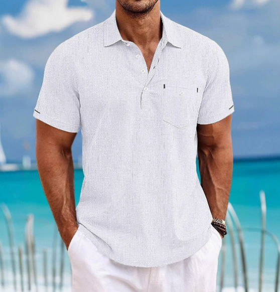 Chemise Homme Col Classique Manches Courtes Blanc – Valenne