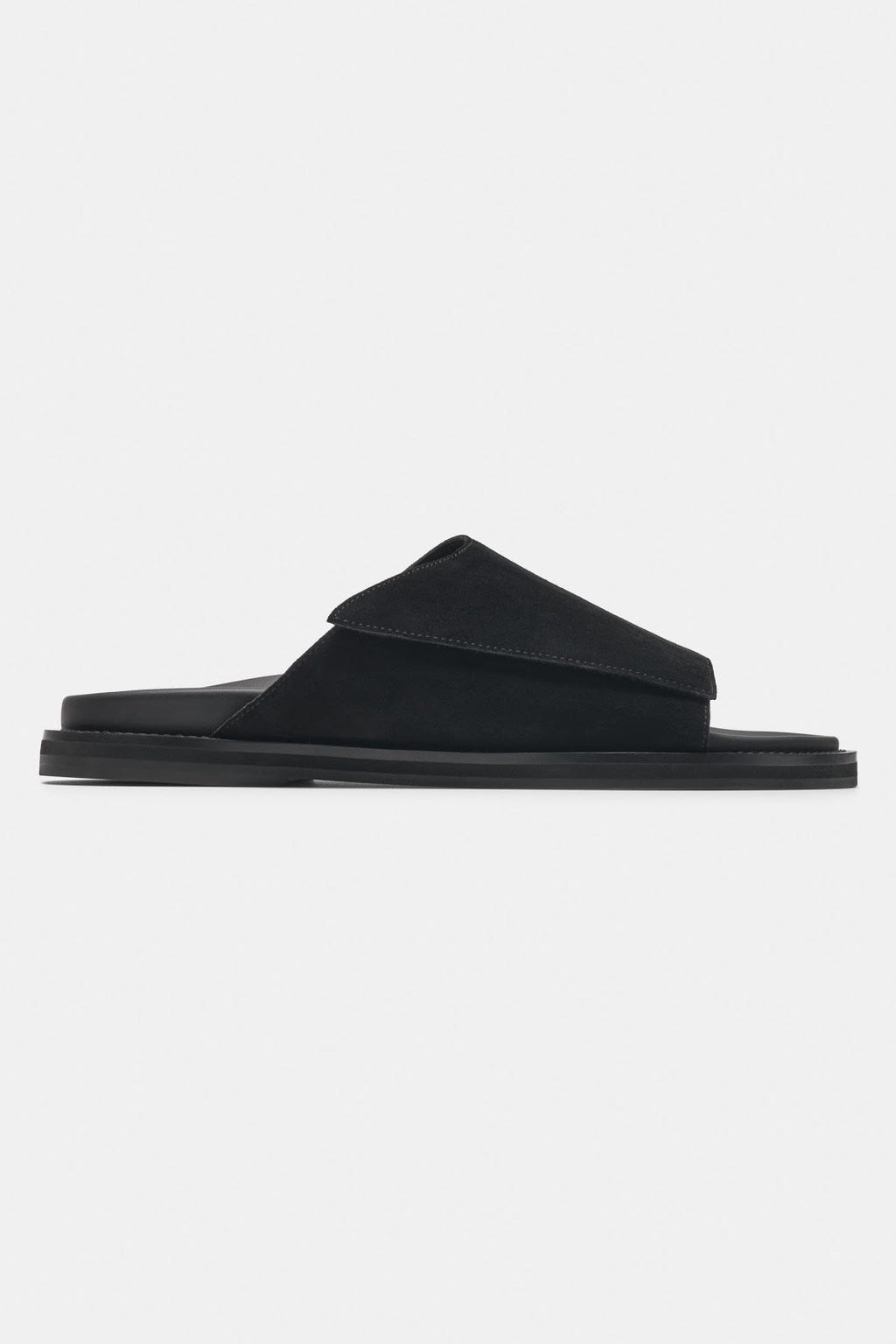 Vino Sandals Noir – slides daim velcro homme Valenne