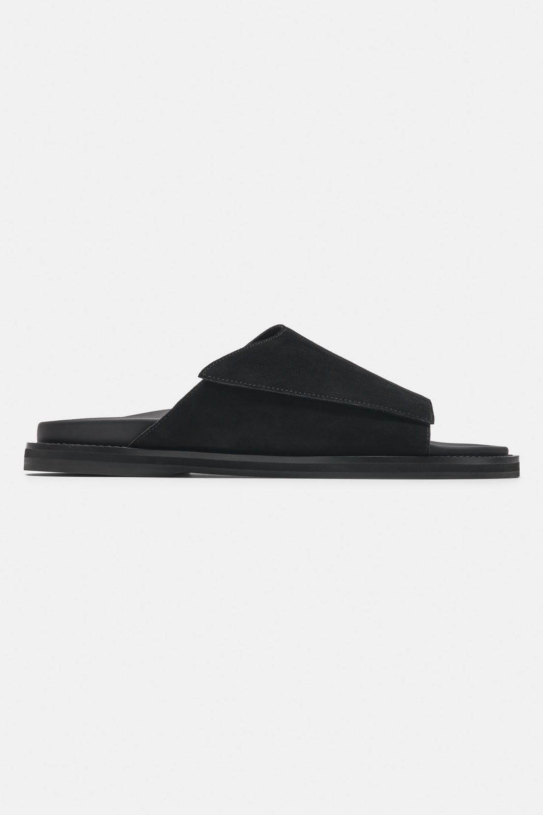 Vino Sandals Noir – slides daim velcro homme Valenne