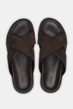 Sandales croisées daim homme – vue de dos Stefano