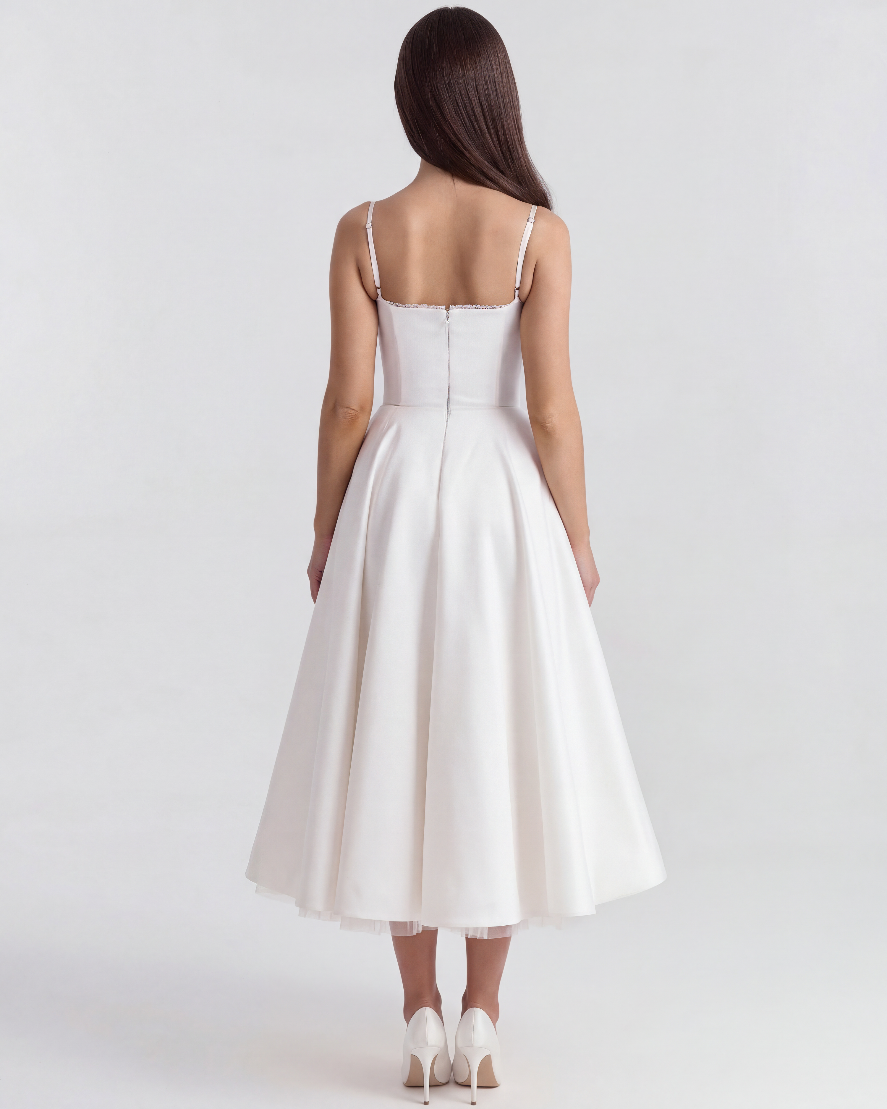 Robe midi mariage femme blanche – vue complète