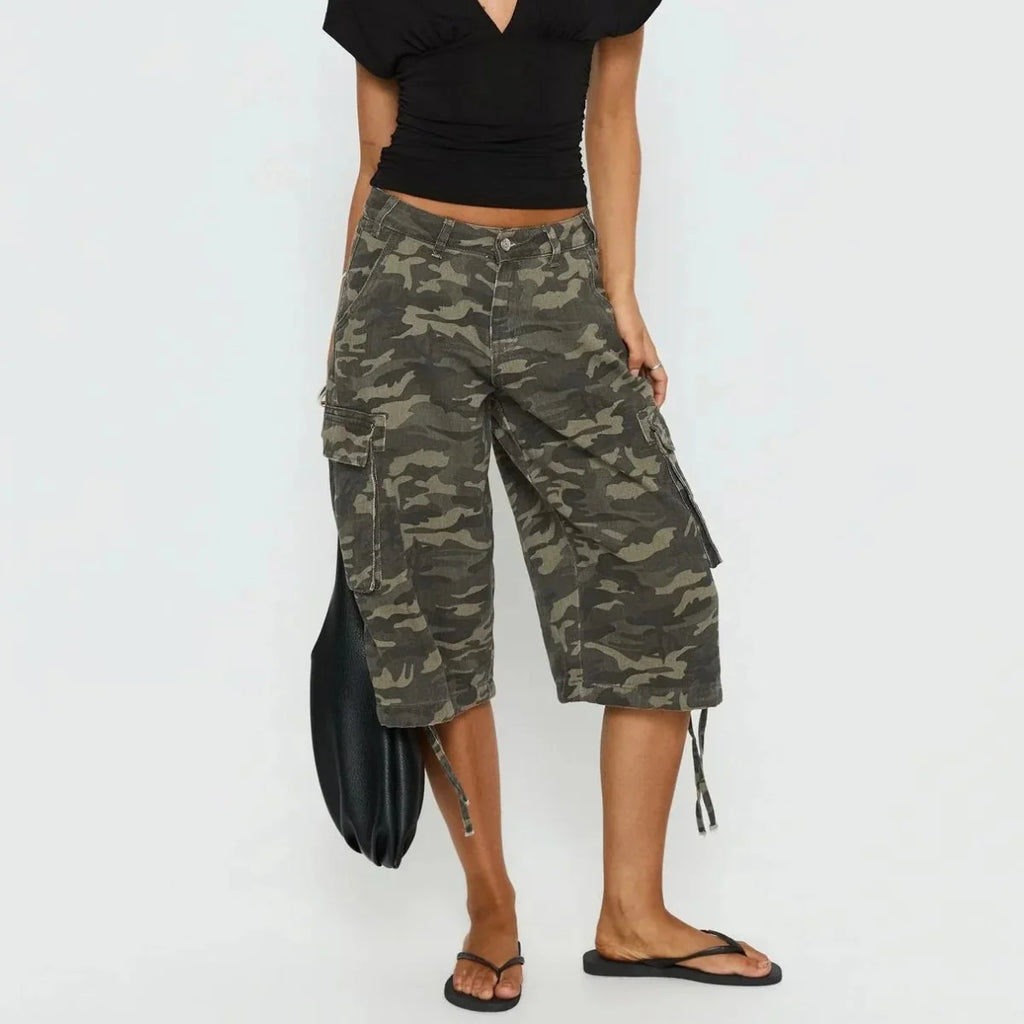 Short Cargo Long Femme Camouflage Streetwear – Valenne