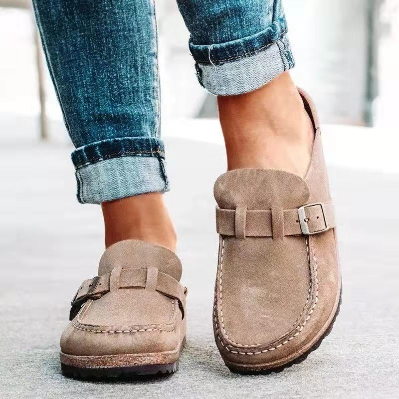 Loafers orthopédiques daim – vue de face bride boucle ajustable