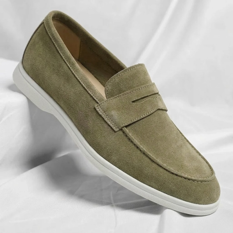 Bancroft Suede Penny Loafers – vue principale mocassins daim homme Valenne