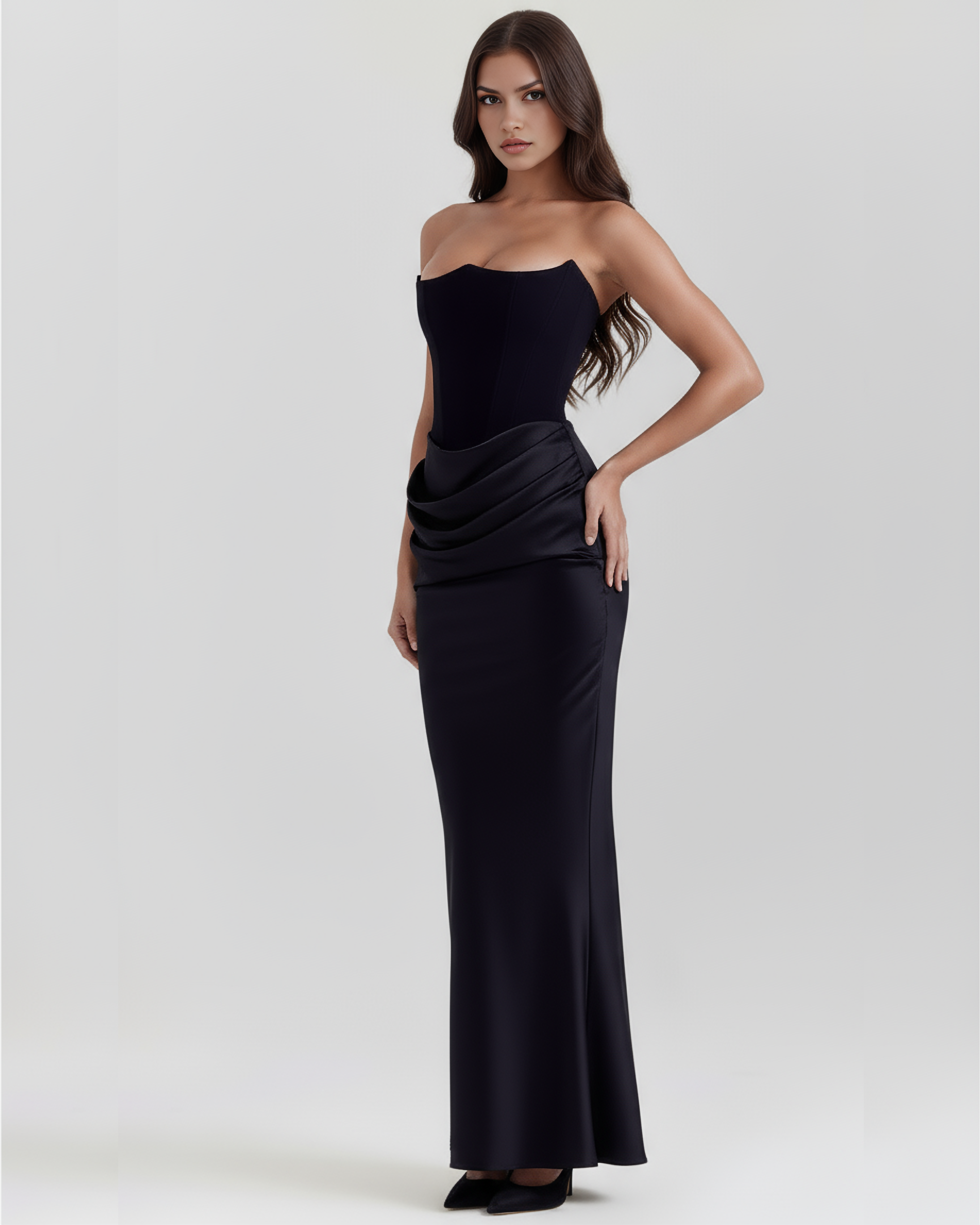 Rosalind robe noire Valenne – détail corsage baleiné