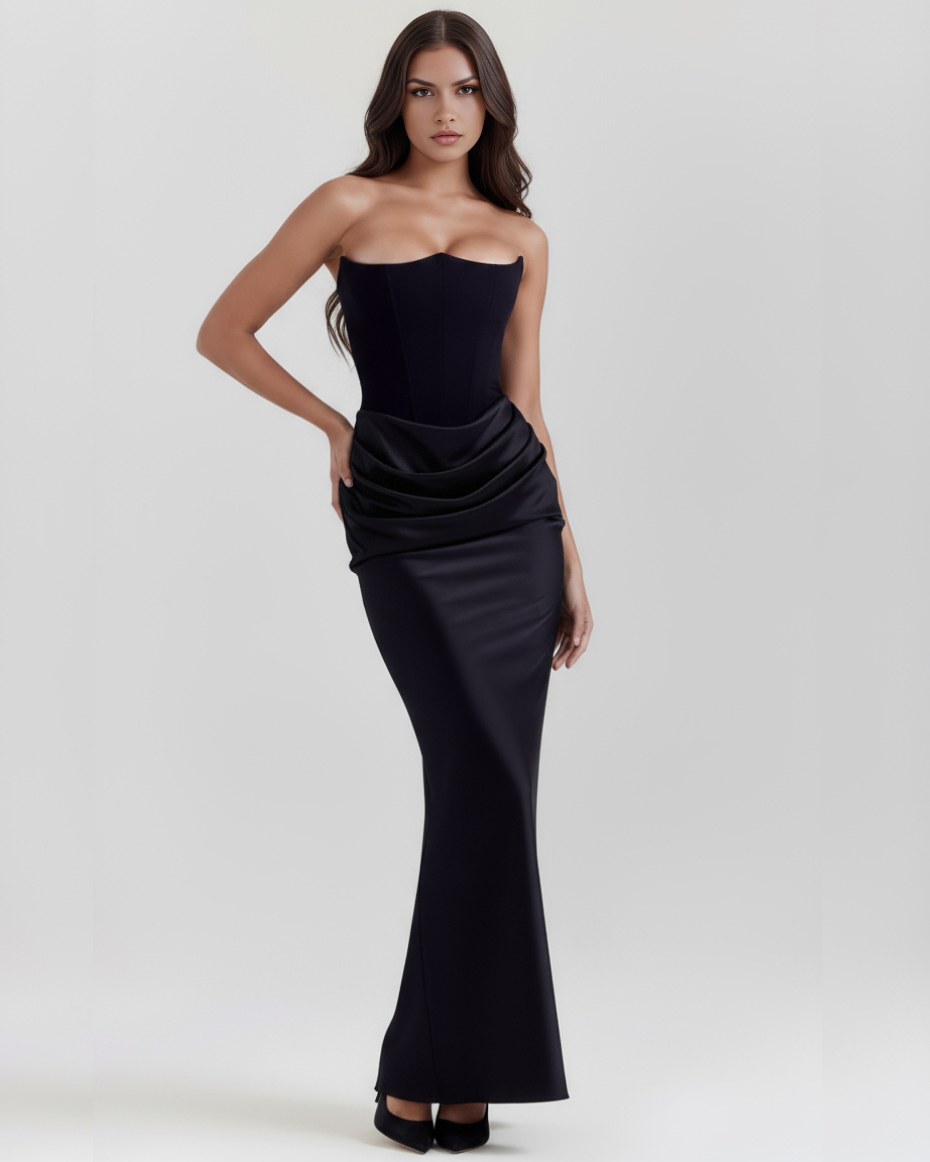 Robe maxi noire soirée femme – vue latérale