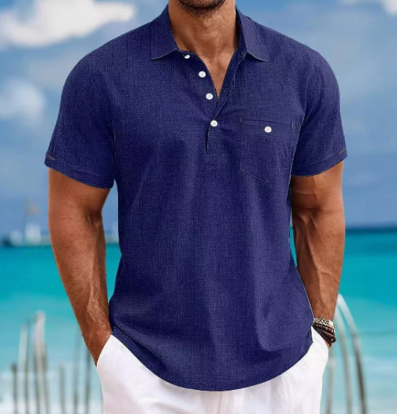 Chemise Homme Col Classique Manches Courtes Bleu Marine – Valenne