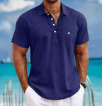 Chemise Homme Col Classique Manches Courtes Bleu Marine – Valenne
