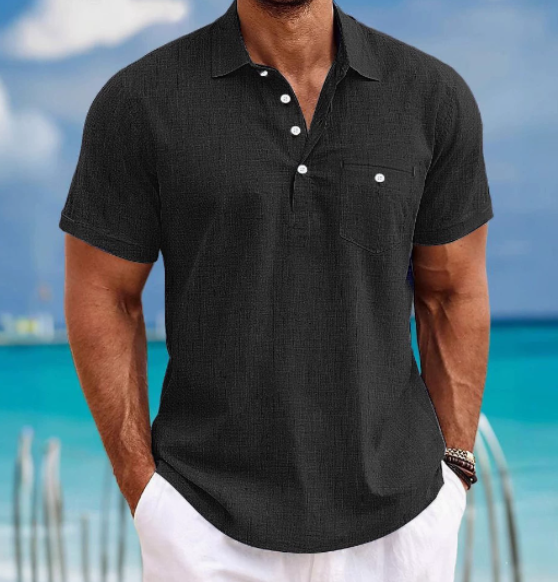Chemise Homme Col Classique Manches Courtes Noir – Valenne