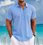 Chemise Homme Col Classique Manches Courtes Bleu Clair – Valenne