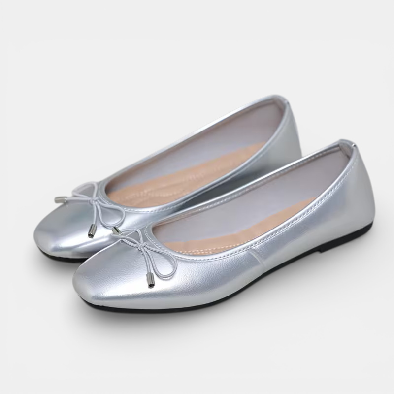Ballerines Femme Argent Nœud – Valenne