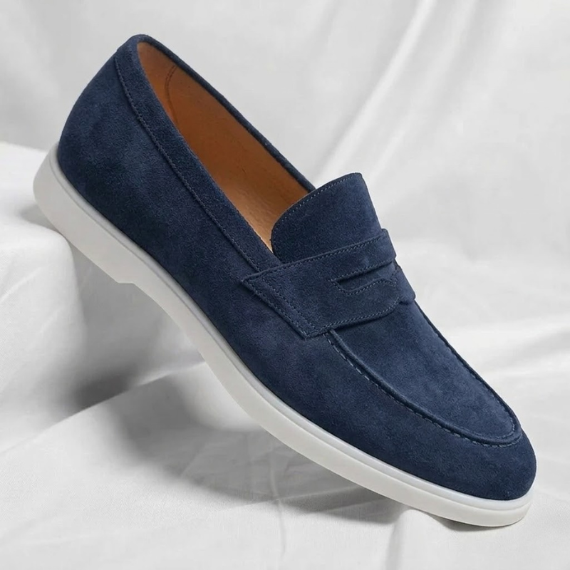 Mocassins daim premium homme – vue de dos semelle caoutchouc