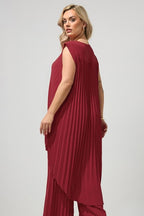 Haut plissé rouge femme curve – vue latérale