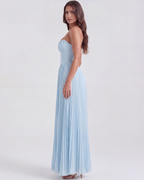 Robe longue bleu océan glamour femme – vue de dos