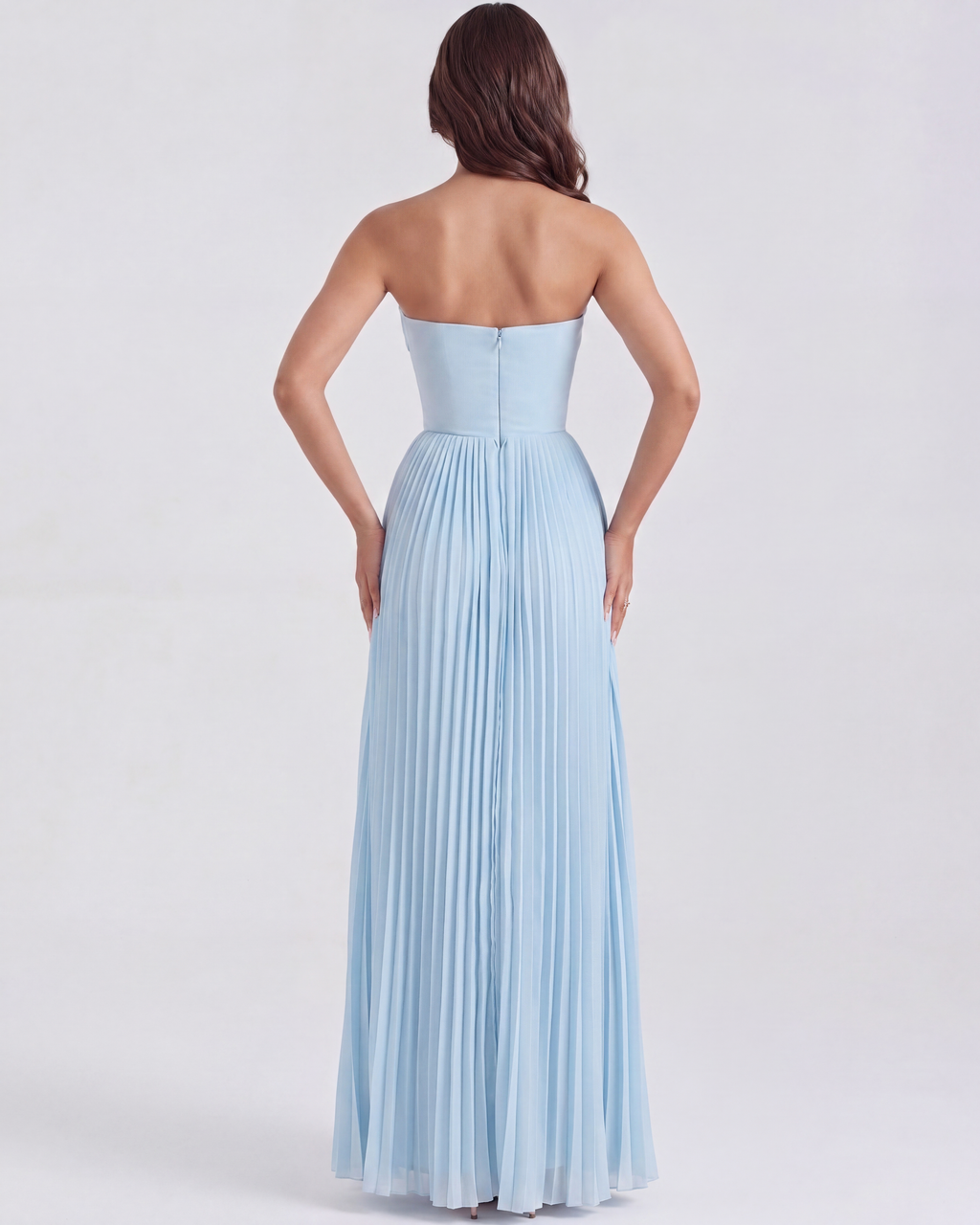 Siena robe longue bleue – silhouette complète romantiqueele