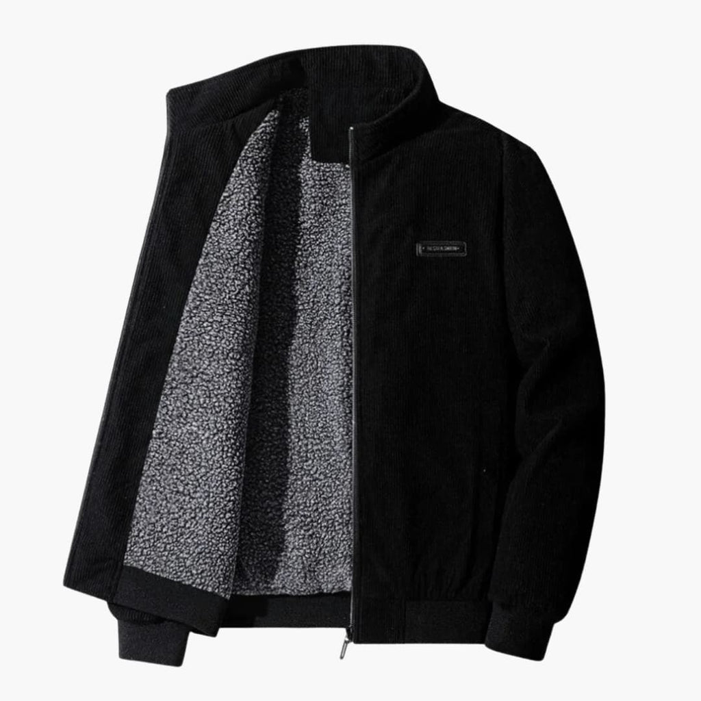 Blouson bomber homme noir surface structurée – veste zippée moderne