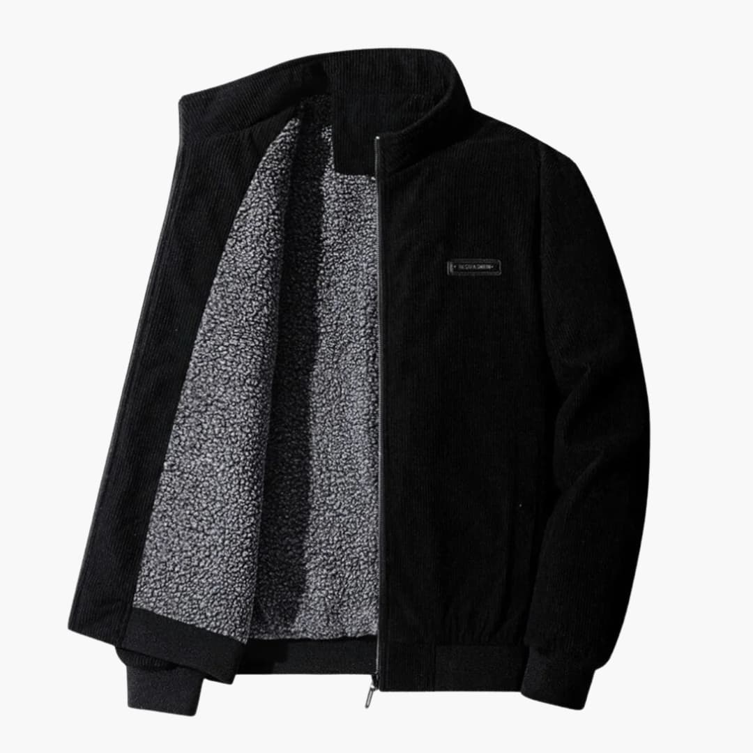 Blouson bomber homme noir surface structurée – veste zippée moderne