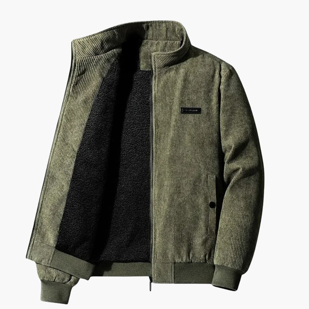 Blouson bomber homme vert militaire zip frontal – style urbain mi-saison