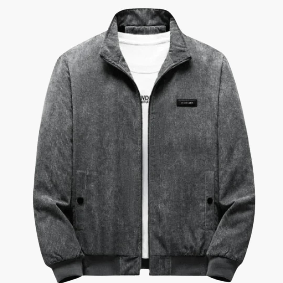Blouson bomber homme gris col montant surface texturée – Valenne