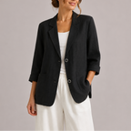 Blazer Lin Femme Noir Été – Valenne