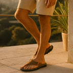 Sandales homme cuir marron – vue latérale