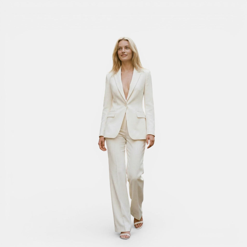 Tailleur Femme Blanc Vue Profil – Valenne