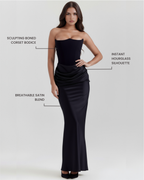 Robe longue noire Rosalind – vue de face lifestyle