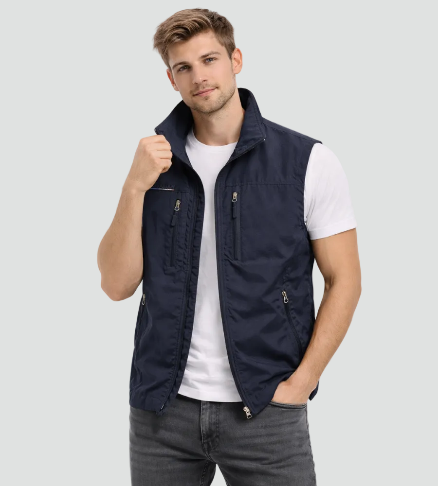 Bodywarmer Homme Noir Col Montant Outdoor – Valenne