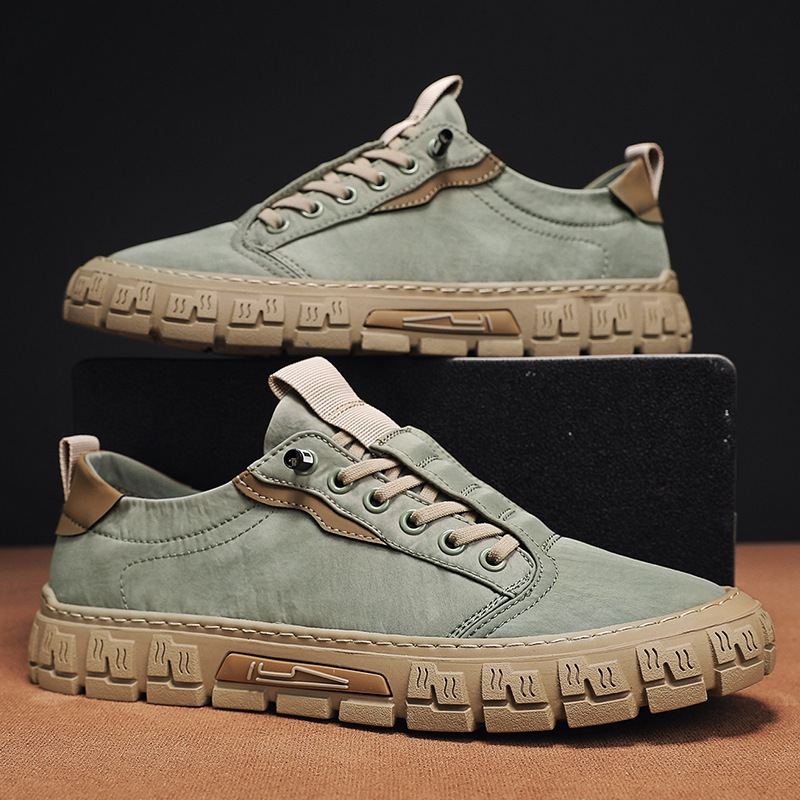 Hutton Canvas Trainer vert – vue principale sneakers homme Valenne