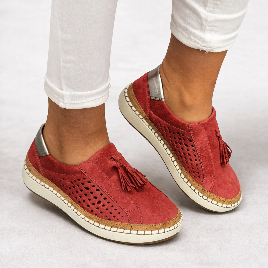 Chaussures Slip-On Orthopédiques Femme Rouge – Valenne