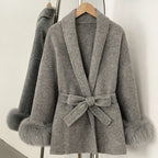 Manteau Court Femme en Laine & Fourrure