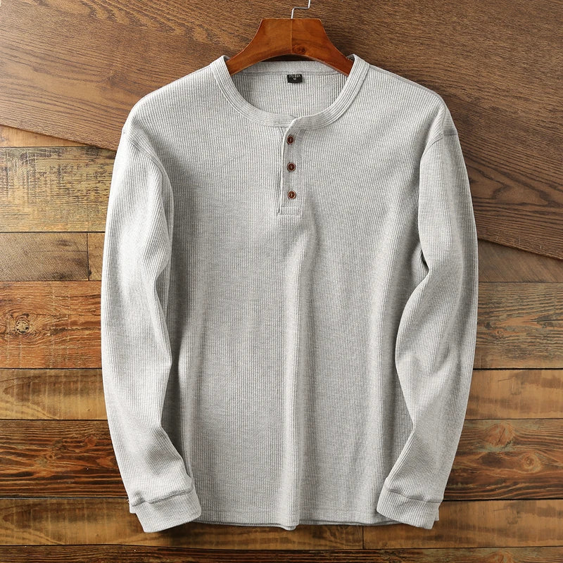Chemise Henley Meyer Manches Longues Homme Gris Clair – Valenne
