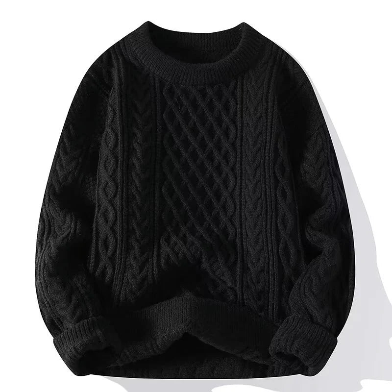 Sweater laine homme col rond noir