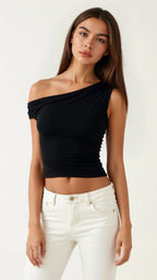 Top une épaule drapé silhouette sophistiquée Carol