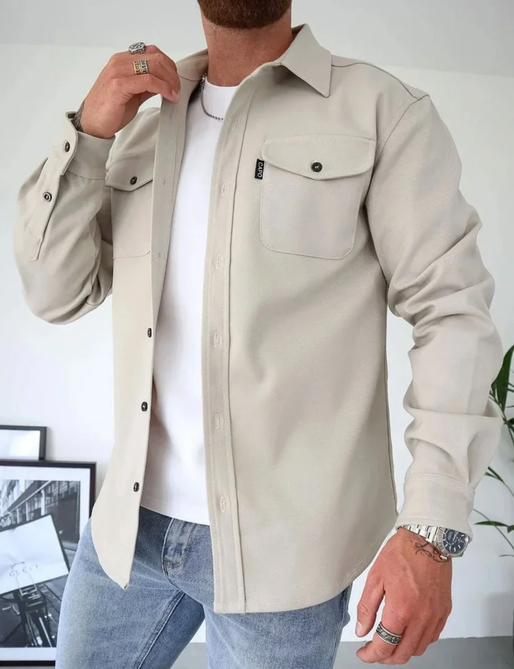 Overshirt Homme Gris Clair – Valenne