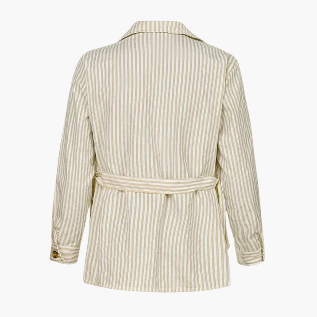 Veste rayures homme kaki vue de face boutonnée – style élégant casual
