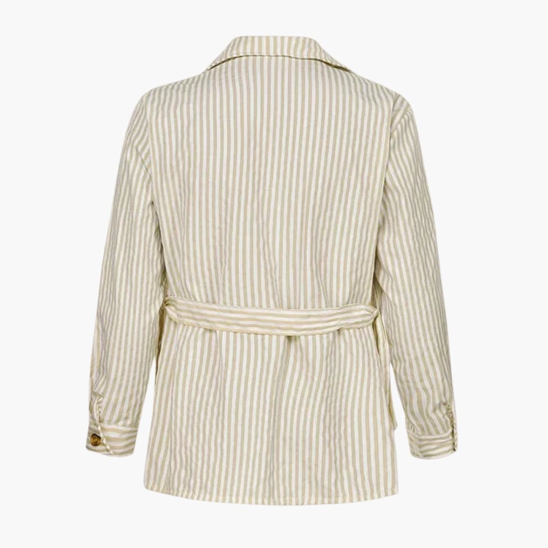 Veste rayures homme kaki vue de face boutonnée – style élégant casual