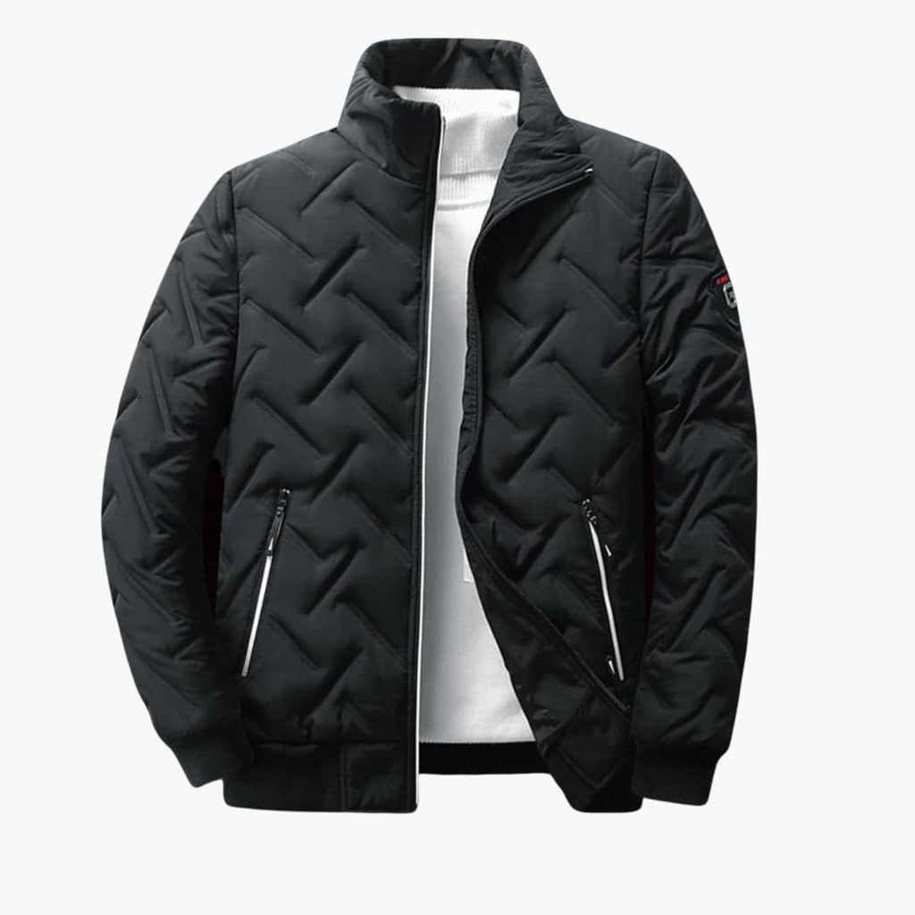 Veste matelasse homme noire chevron zip col montant – Valenne