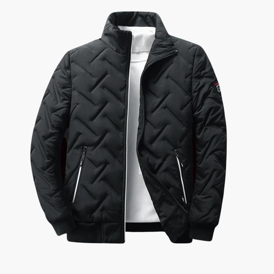Veste matelasse homme noire chevron zip col montant – Valenne