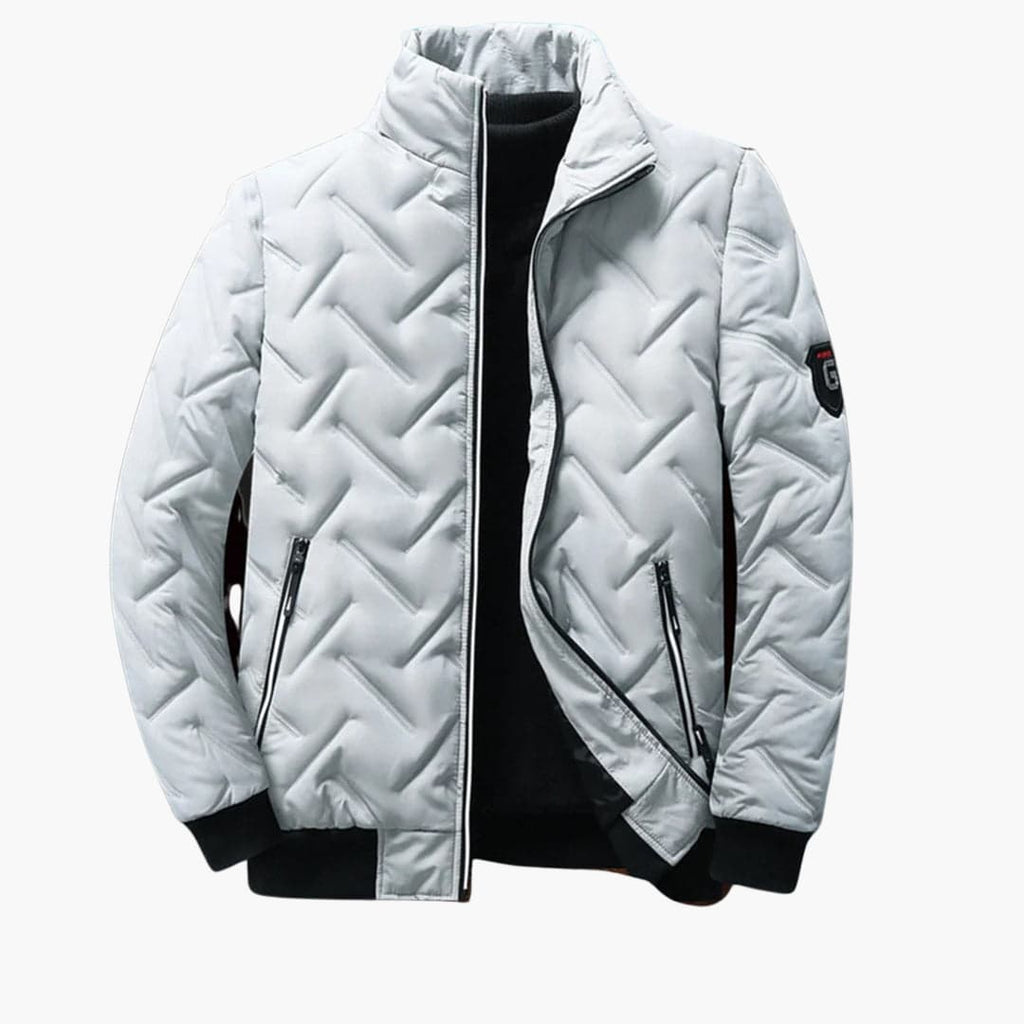Veste matelasse homme grise chevron – coupe ajustée moderne