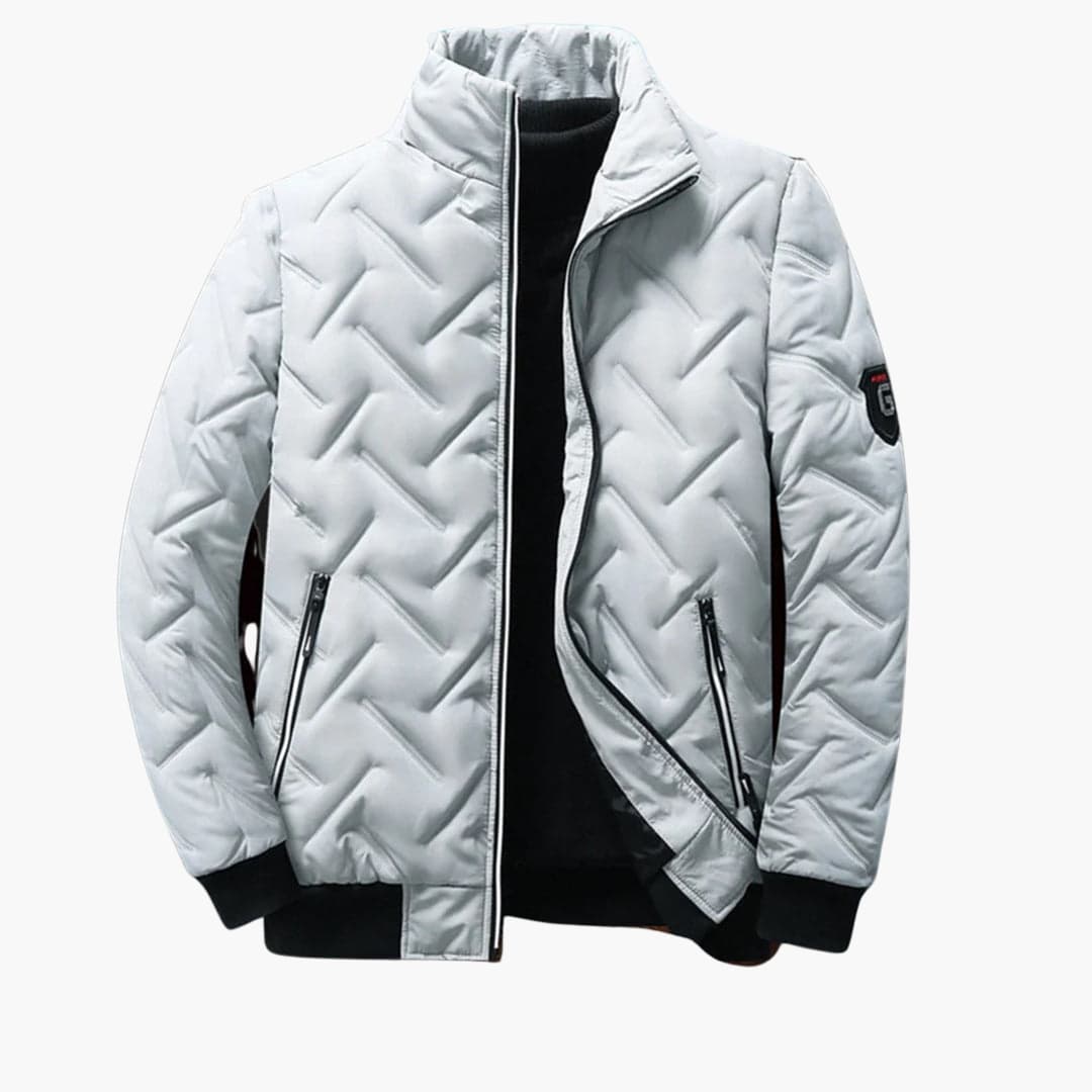 Veste matelasse homme grise chevron – coupe ajustée moderne
